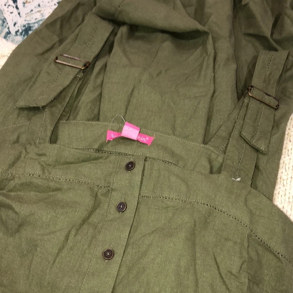 𝅺Woman Within 14W olive green linen bend maxi dress - Picture 8 of 9
